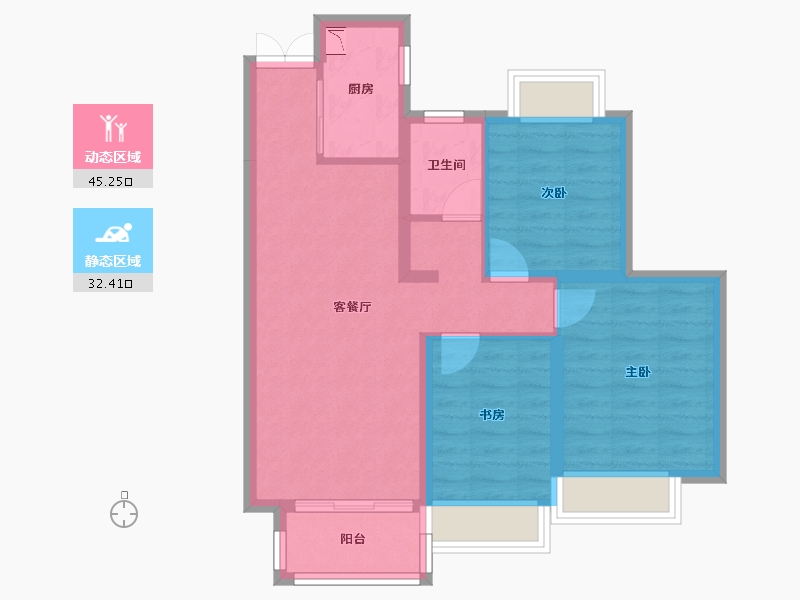 湖南省-株洲市-亿都·茉莉公馆-68.85-户型库-动静分区