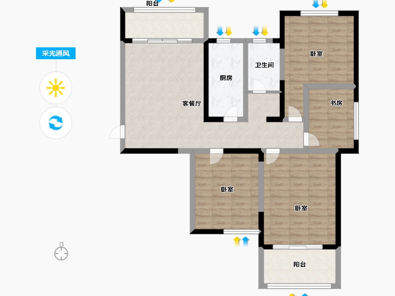 山东省-济宁市-南池御都-103.99-户型库-采光通风