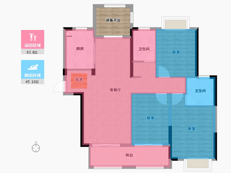 河南省-驻马店市-遂平天纵御府-104.70-户型库-动静分区