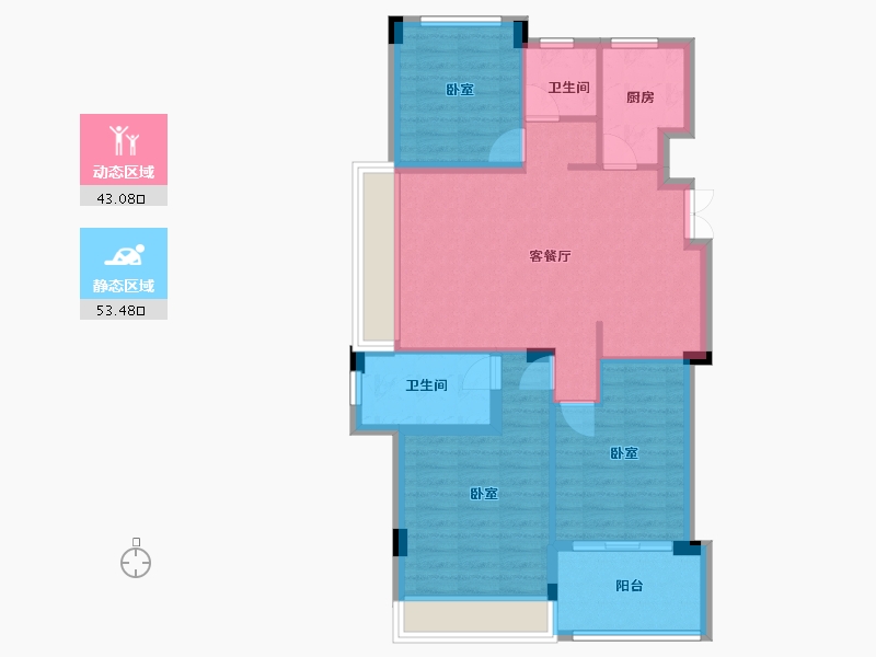 湖北省-宜昌市-锦昌春风十里-86.79-户型库-动静分区