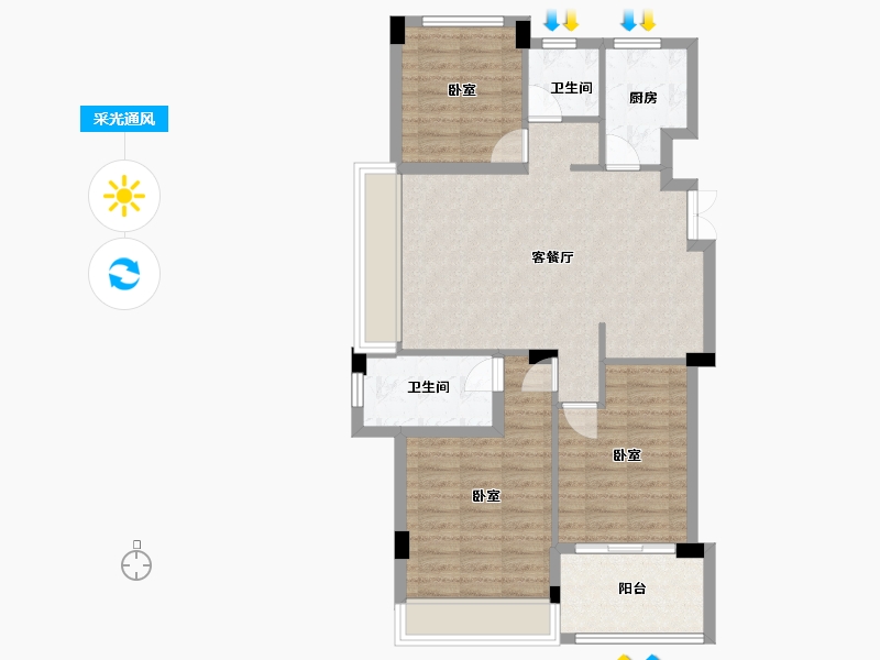 湖北省-宜昌市-锦昌春风十里-86.79-户型库-采光通风