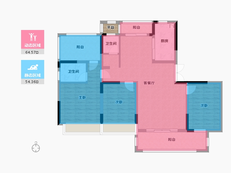 湖南省-株洲市-亿都·茉莉公馆-106.95-户型库-动静分区