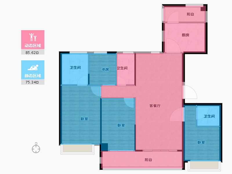 浙江省-宁波市-雅戈尔紫玉台花苑2期-148.00-户型库-动静分区