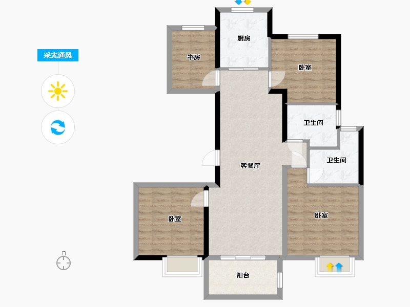 浙江省-杭州市-绿地艺尚府-97.08-户型库-采光通风