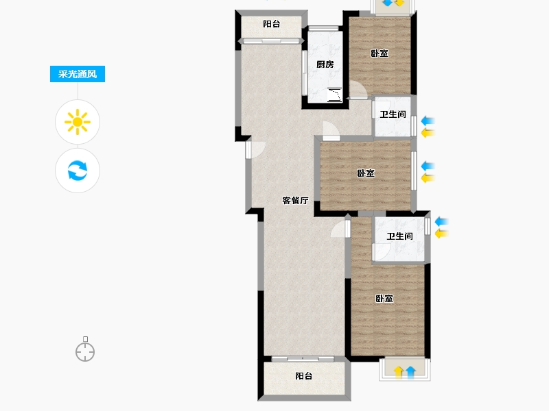 湖北省-武汉市-武地华发时光-108.00-户型库-采光通风