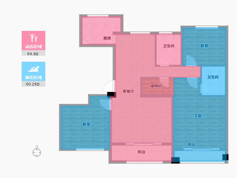 山东省-东营市-理想之城·百合园-111.95-户型库-动静分区