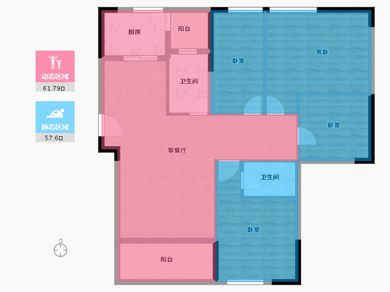 湖北省-黄冈市-明宇东港新城-107.70-户型库-动静分区