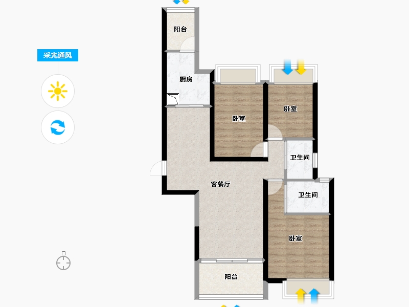 湖北省-襄阳市-鼎豊·紫云台-82.32-户型库-采光通风