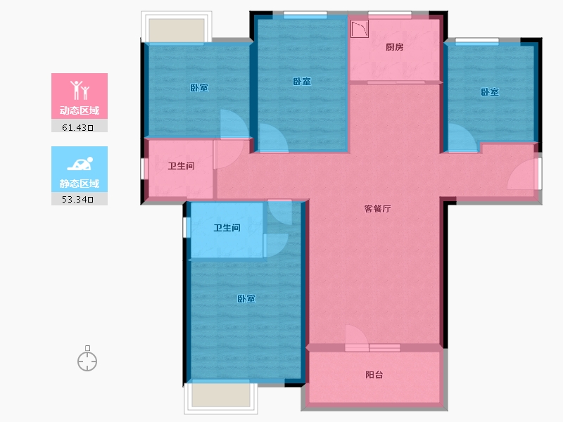 湖北省-武汉市-前川欣城-102.92-户型库-动静分区