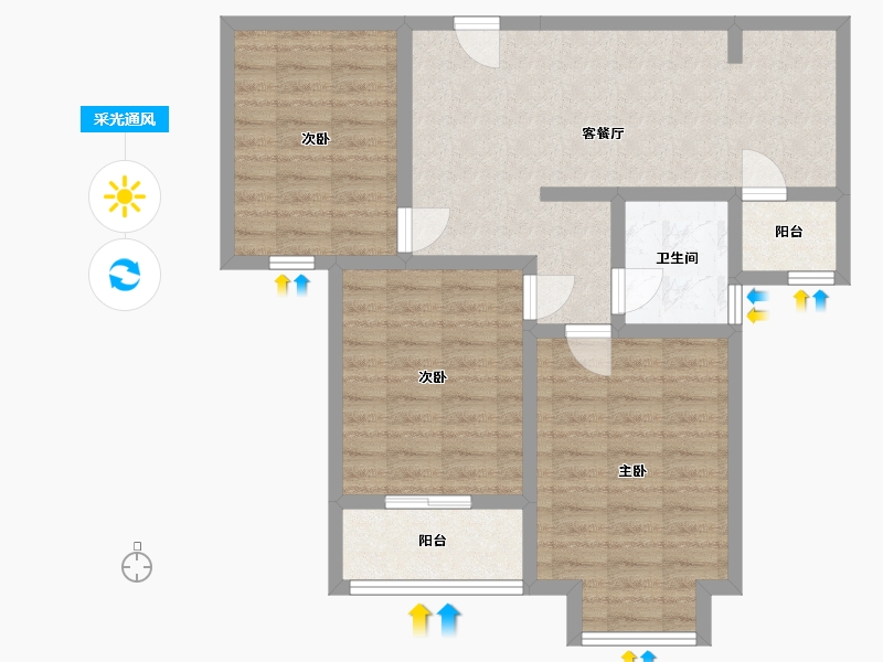 山东省-临沂市-江泉国际二期-77.36-户型库-采光通风