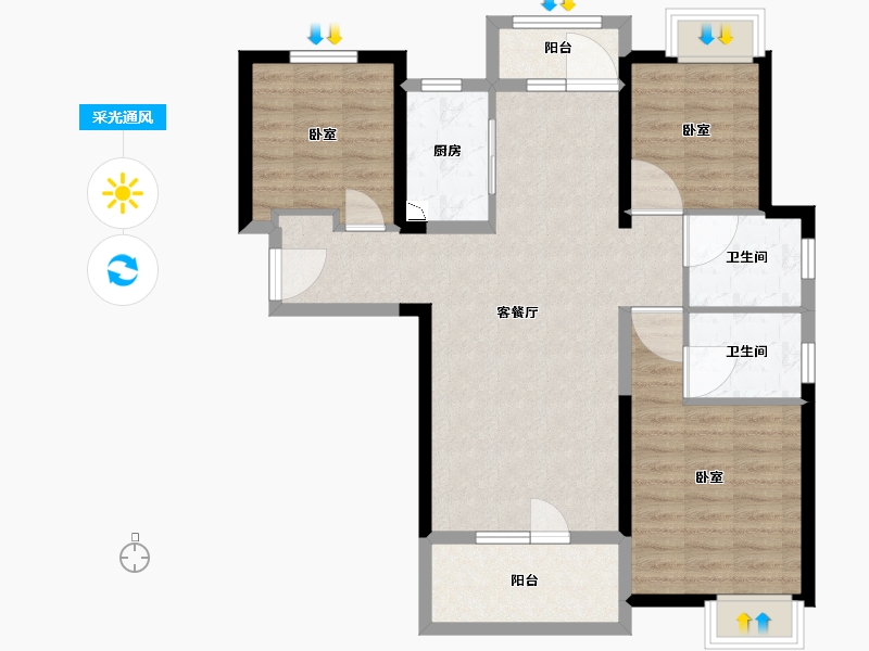 湖北省-武汉市-前川欣城-89.06-户型库-采光通风