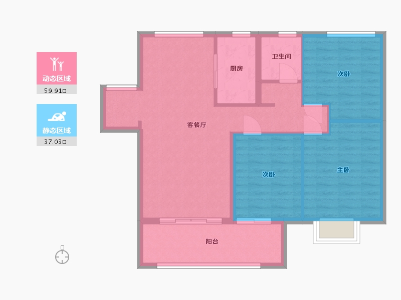 山东省-临沂市-荣盛蓝山郡-88.00-户型库-动静分区