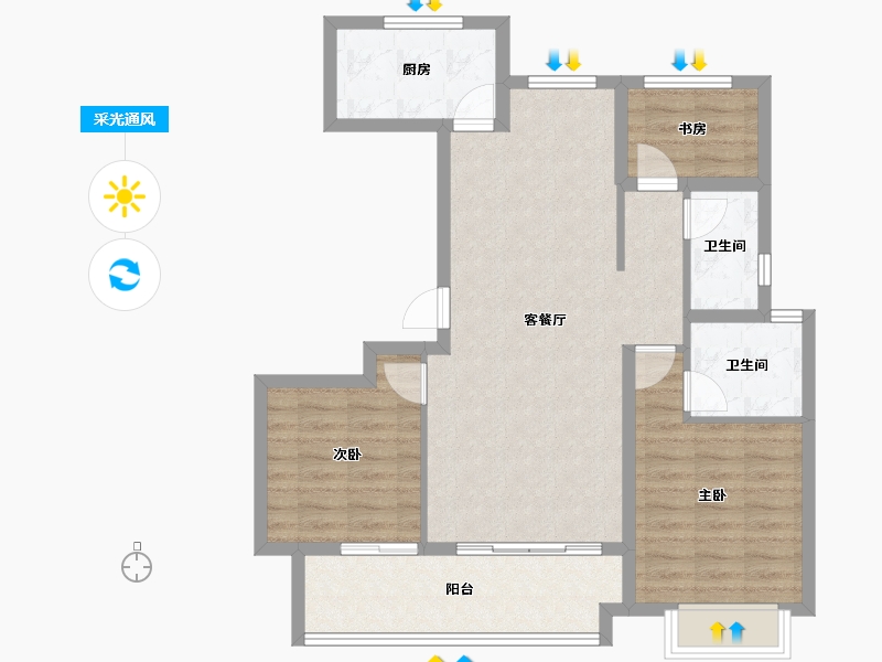 湖南省-株洲市-锦艺·锦湘悦-83.89-户型库-采光通风