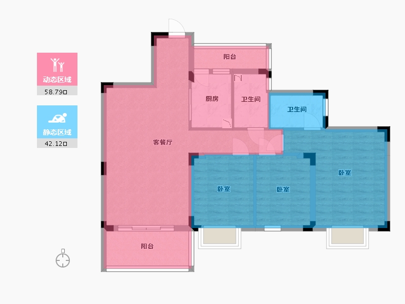 湖南省-邵阳市-武冈碧桂园-89.86-户型库-动静分区