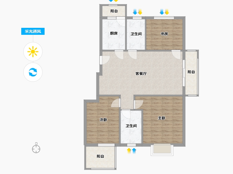 山东省-临沂市-宝丽·未来城-95.99-户型库-采光通风