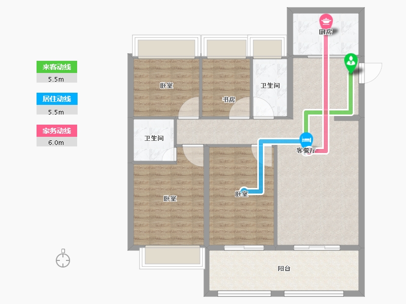 湖北省-咸宁市-咸宁·九樾-98.94-户型库-动静线