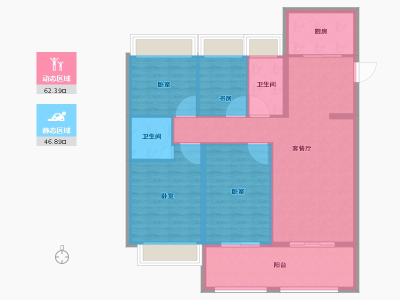 湖北省-咸宁市-咸宁·九樾-98.94-户型库-动静分区