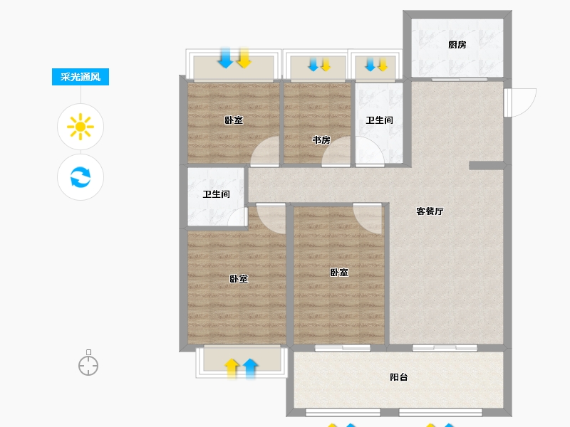 湖北省-咸宁市-咸宁·九樾-98.94-户型库-采光通风