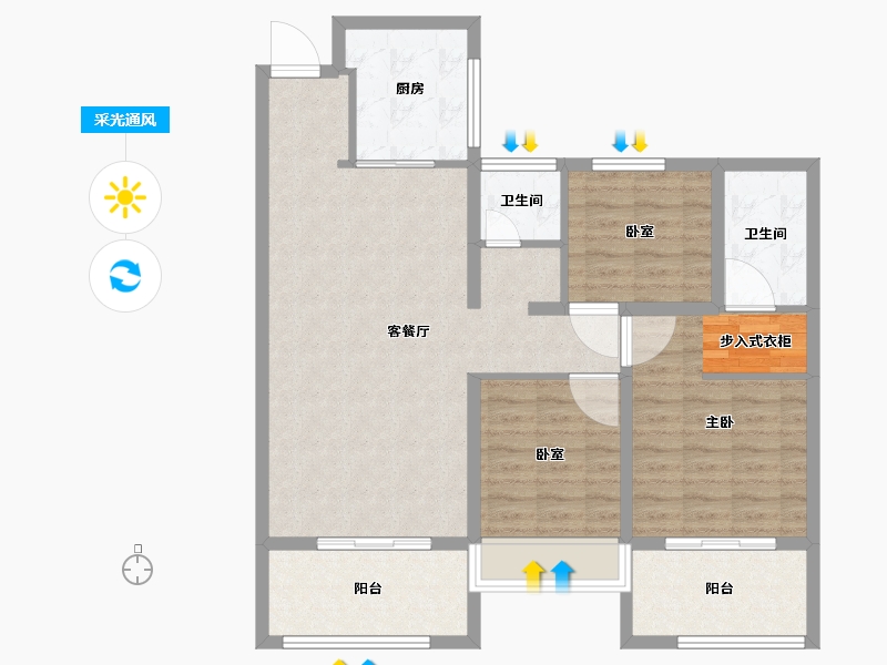 河南省-南阳市-金河湾-96.99-户型库-采光通风