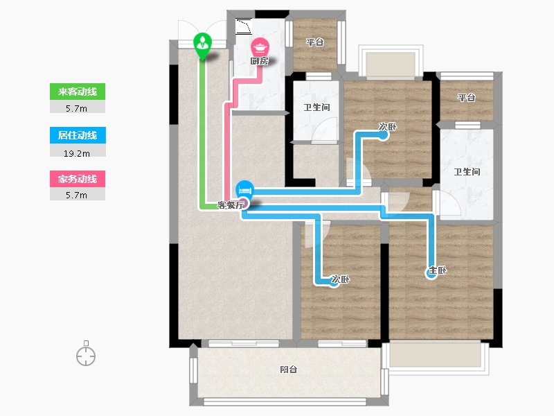 湖南省-株洲市-亿都·茉莉公馆-88.52-户型库-动静线