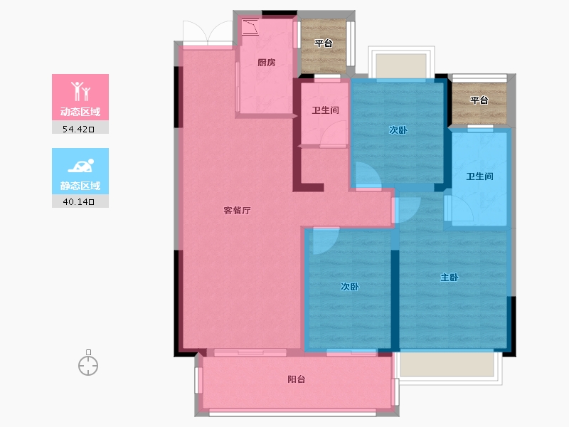 湖南省-株洲市-亿都·茉莉公馆-88.52-户型库-动静分区