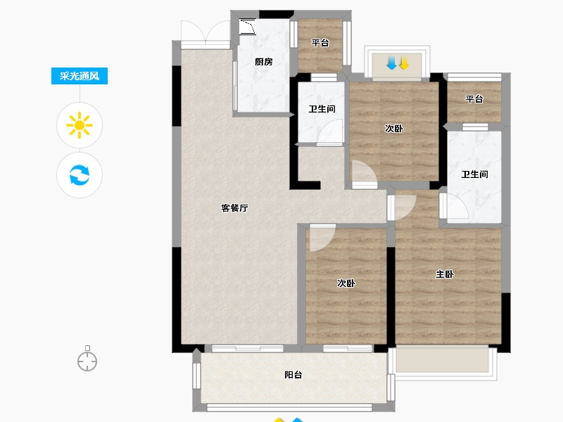 湖南省-株洲市-亿都·茉莉公馆-88.52-户型库-采光通风