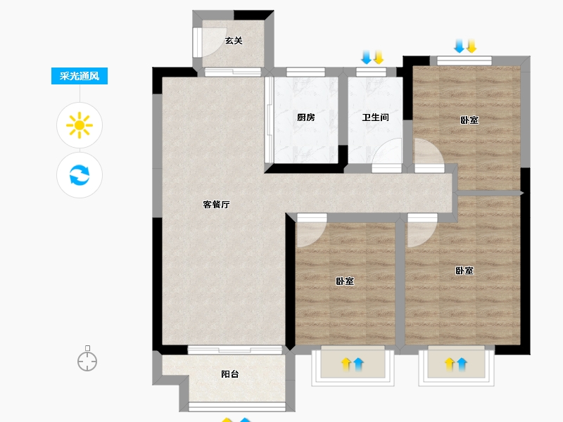 江西省-上饶市-上坤滨江四季-70.43-户型库-采光通风