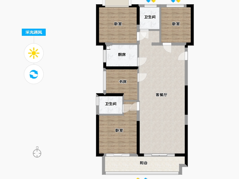 湖北省-武汉市-武地华发时光-105.00-户型库-采光通风