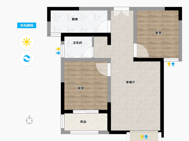 河南省-郑州市-长江一号宏图-62.39-户型库-采光通风