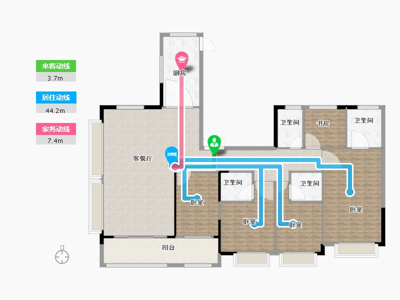 浙江省-宁波市-雅戈尔紫玉台花苑2期-208.04-户型库-动静线