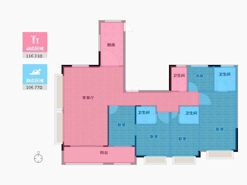 浙江省-宁波市-雅戈尔紫玉台花苑2期-208.04-户型库-动静分区