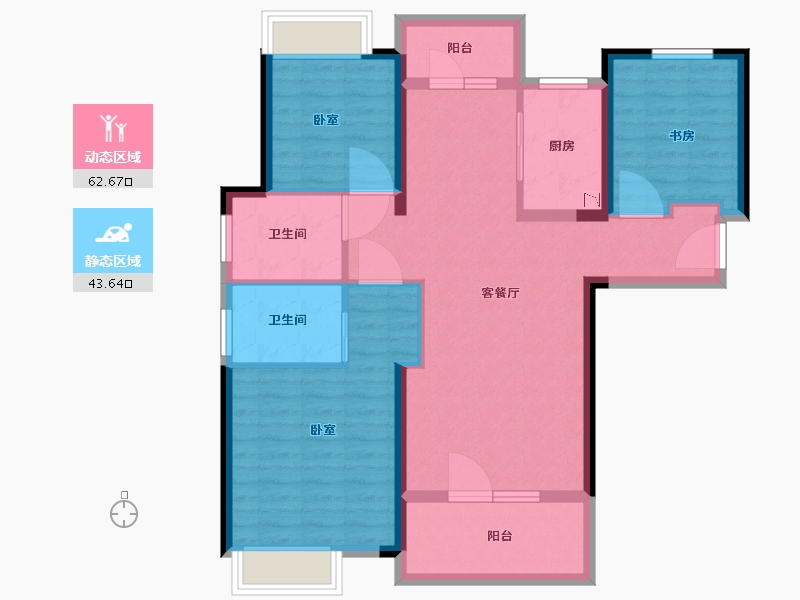 湖北省-武汉市-前川欣城-94.84-户型库-动静分区