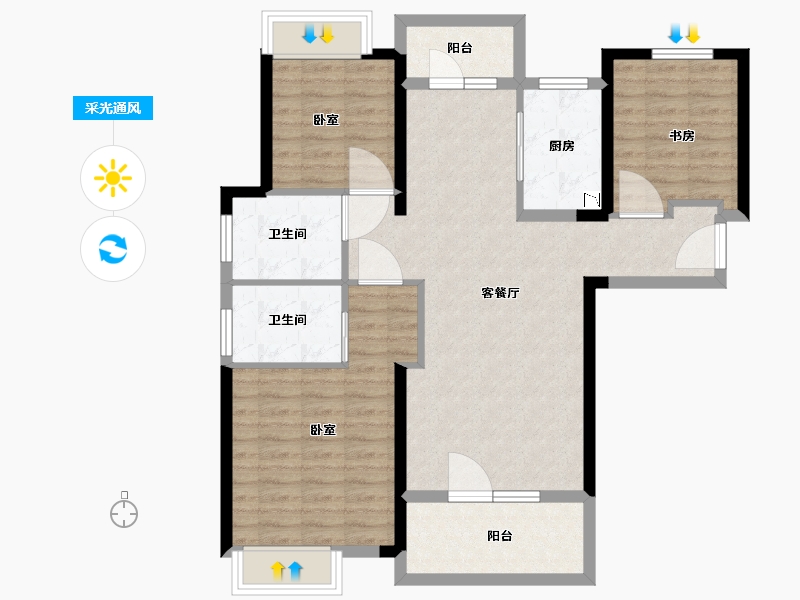 湖北省-武汉市-前川欣城-94.84-户型库-采光通风