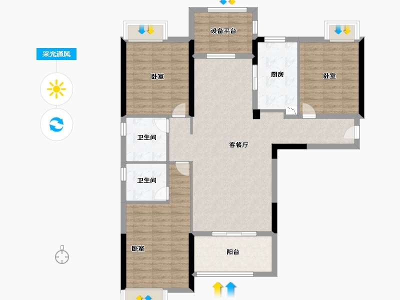 河南省-驻马店市-遂平天纵御府-111.49-户型库-采光通风