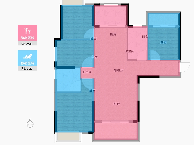 湖北省-武汉市-帝大御璟城-99.00-户型库-动静分区