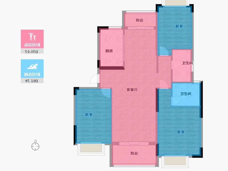 湖北省-武汉市-阳光100凤凰街-94.00-户型库-动静分区