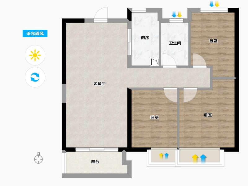 湖北省-武汉市-中建铂公馆-73.22-户型库-采光通风