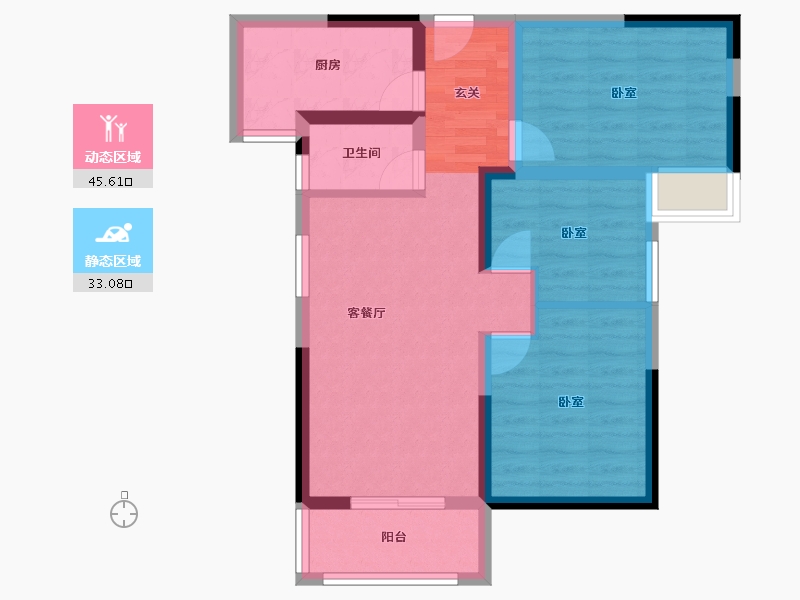 湖北省-武汉市-阳光100凤凰街-69.43-户型库-动静分区