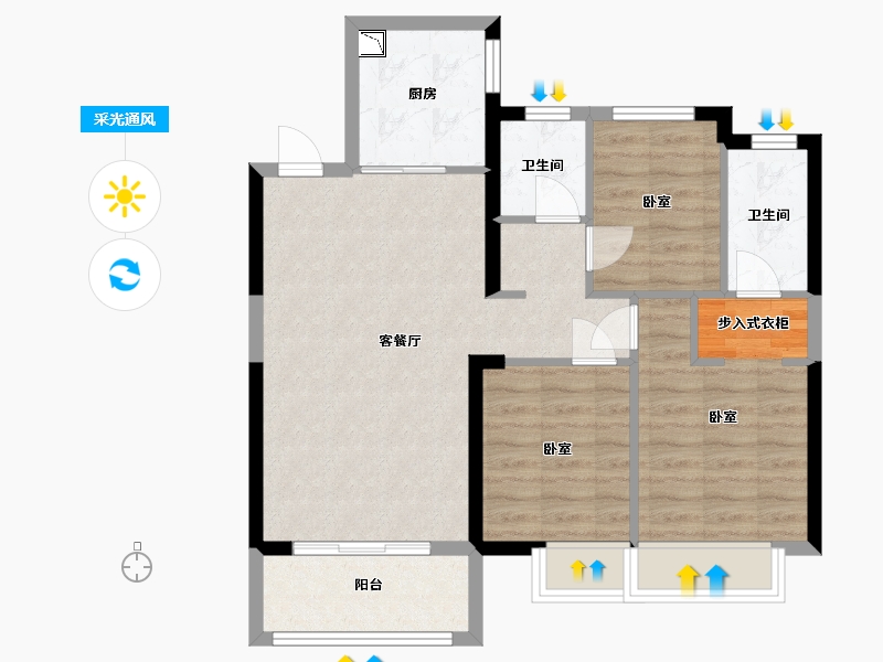 湖北省-武汉市-海伦堡汉江府-75.06-户型库-采光通风