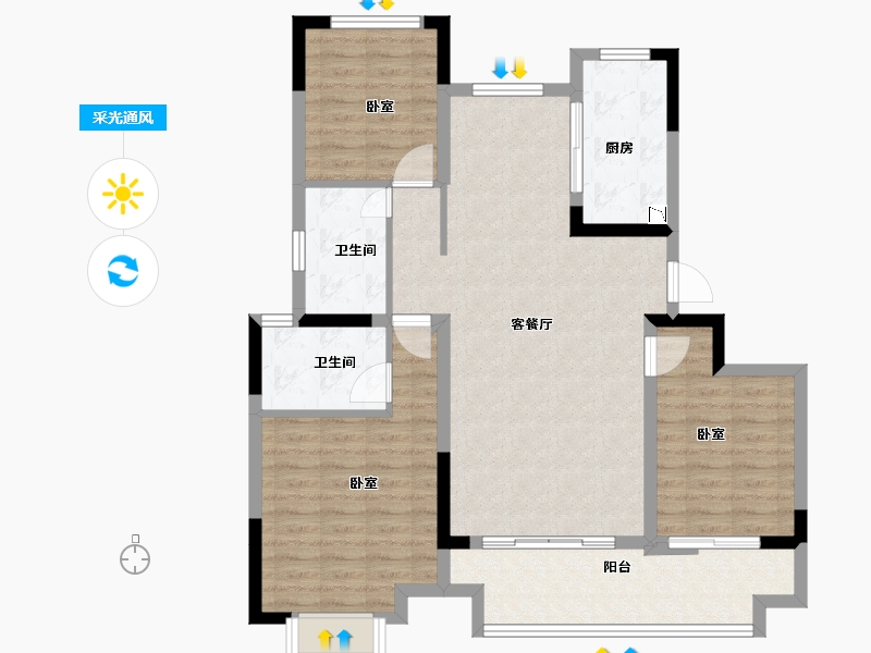 河南省-商丘市-悦珑府-100.97-户型库-采光通风