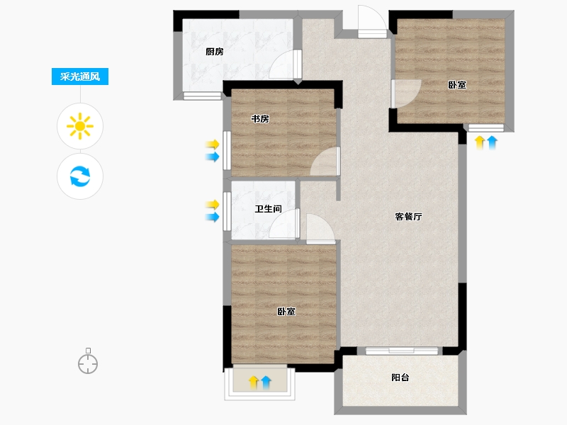 湖北省-武汉市-帝大御璟城-78.00-户型库-采光通风