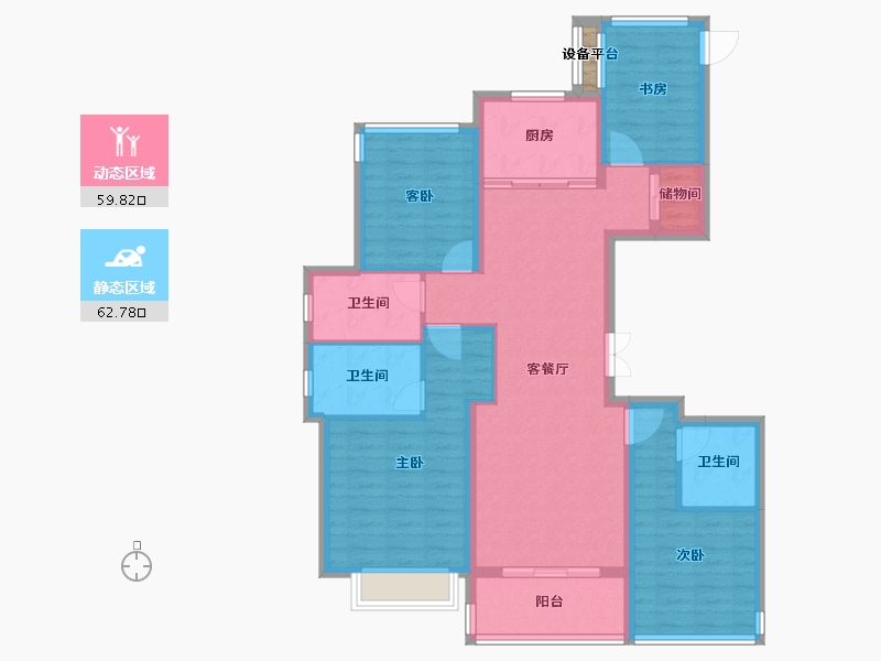 浙江省-金华市-滨江锦绣之城-110.68-户型库-动静分区