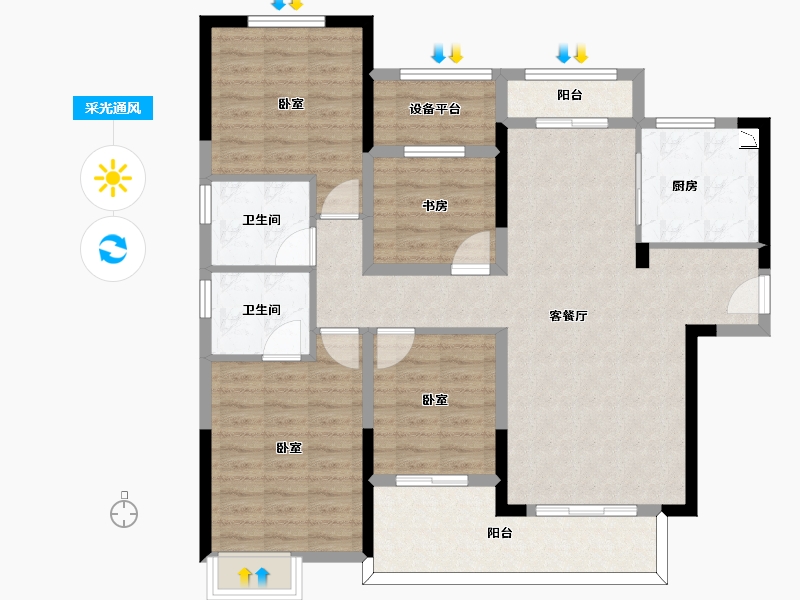 河南省-驻马店市-遂平天纵御府-114.00-户型库-采光通风