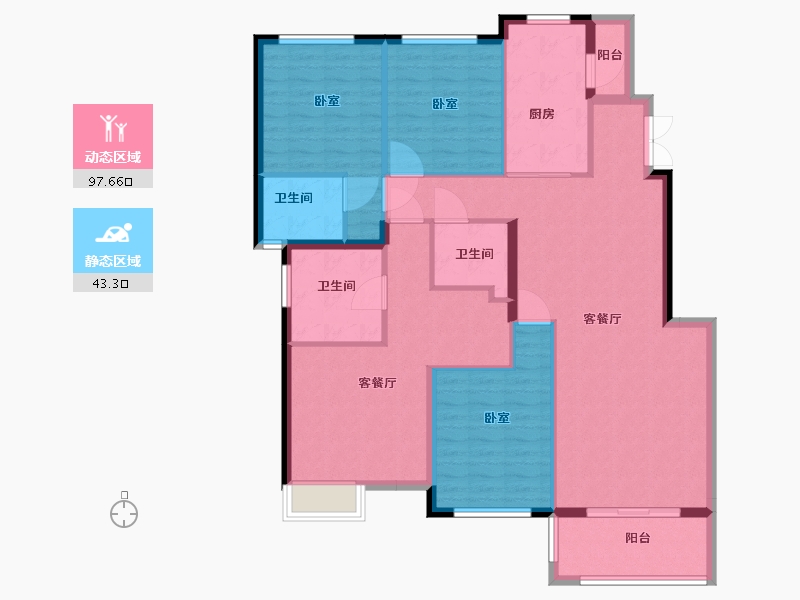 湖北省-武汉市-万科金域学府-128.00-户型库-动静分区