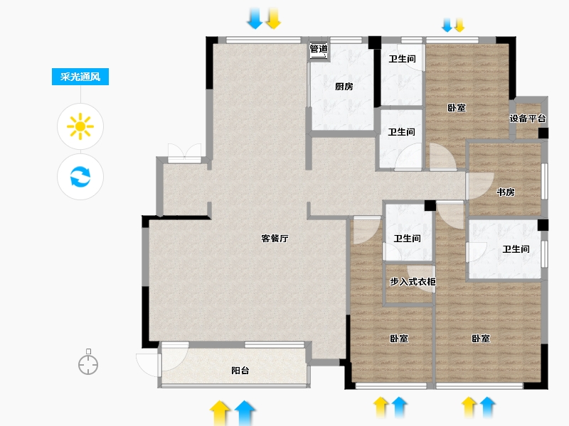 浙江省-宁波市-绿城深蓝公寓-170.00-户型库-采光通风