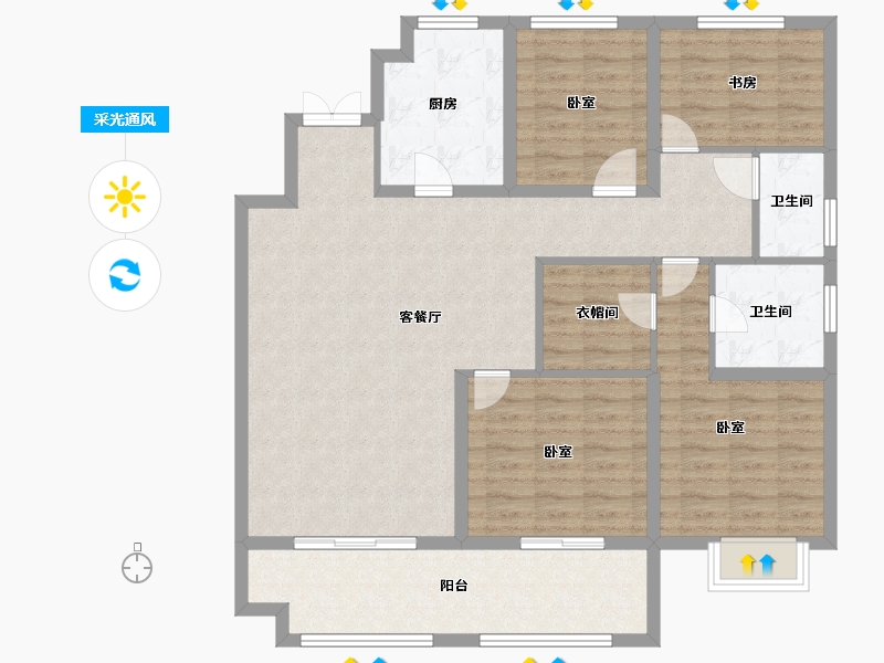 河南省-开封市-亚新美好香颂-117.99-户型库-采光通风