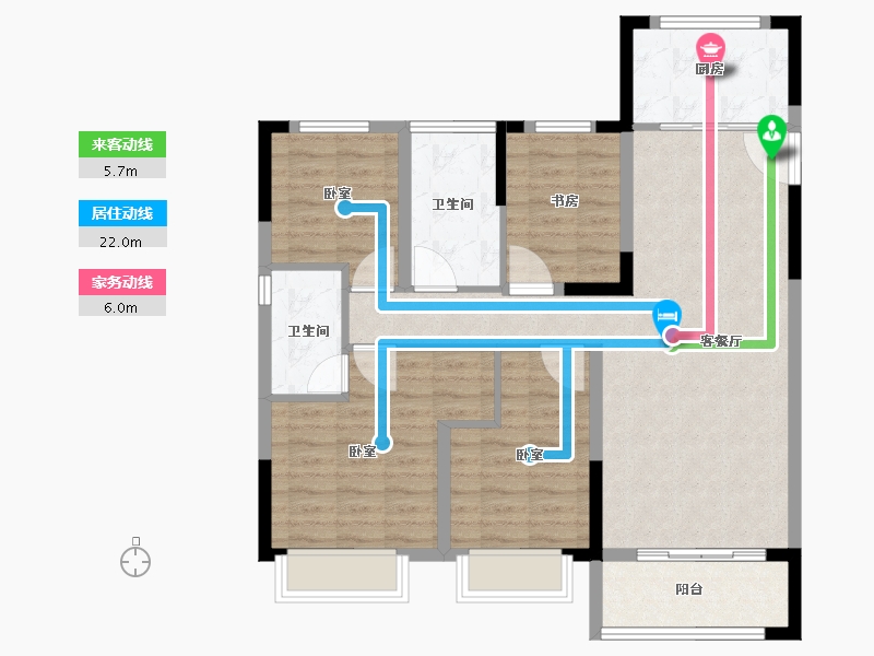 浙江省-金华市-美的宝龙世家-94.99-户型库-动静线