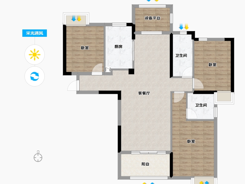 河南省-驻马店市-遂平天纵御府-111.95-户型库-采光通风