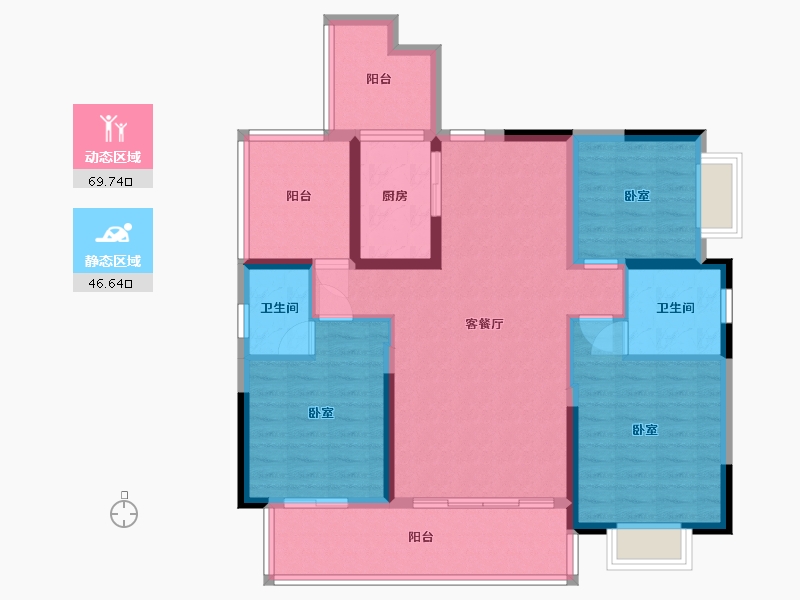 湖南省-邵阳市-高铁馨园-104.21-户型库-动静分区