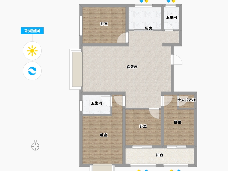 山东省-济宁市-睿湖印象-110.00-户型库-采光通风